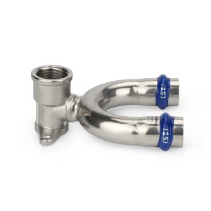 Водорозетка раструбная Varmega Inox Press с внутренней резьбой, проходная