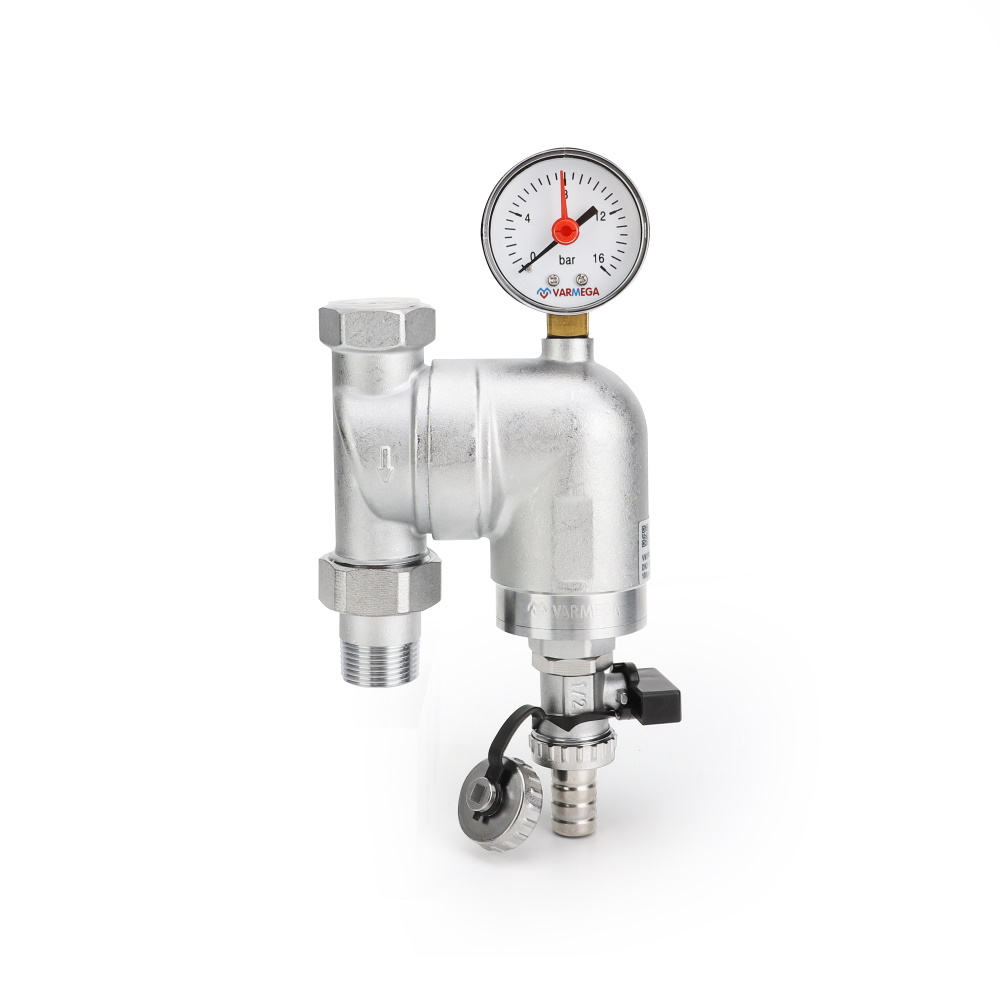 Фильтр сетчатый промывной Varmega VMSF03 поворотный, с разъемным соединением и манометром